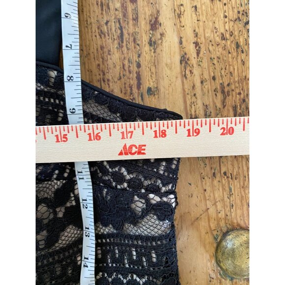 R&M Richards Womans Black Lace Overlay Dress Plus Size 14W‎ Sleeveless polyester - Picture 7 of 8